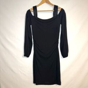 David Meister Black Cold Shoulder Long Sleeve Cocktail Dress Size Medium